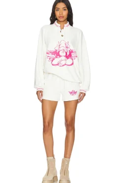 Pink Cherub University Henley Crewneck