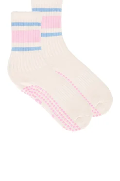 Pink Retro Grip Socks