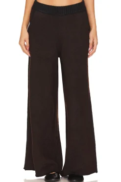 Piped Wide Leg Pull On Knit Pant