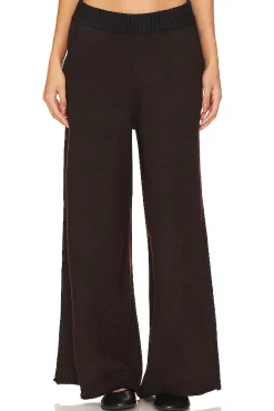 Piped Wide Leg Pull On Knit Pant