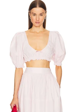 Poplin Cropped Peasant Top