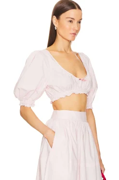 Poplin Cropped Peasant Top