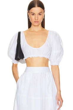 Poplin Cropped Peasant Top