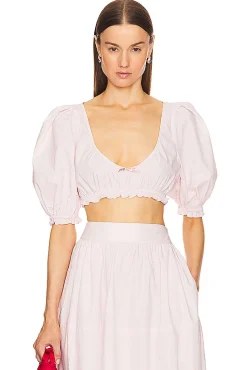 Poplin Cropped Peasant Top