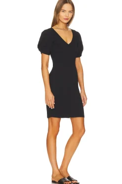 Puff Sleeve V Neck Ruched Dress