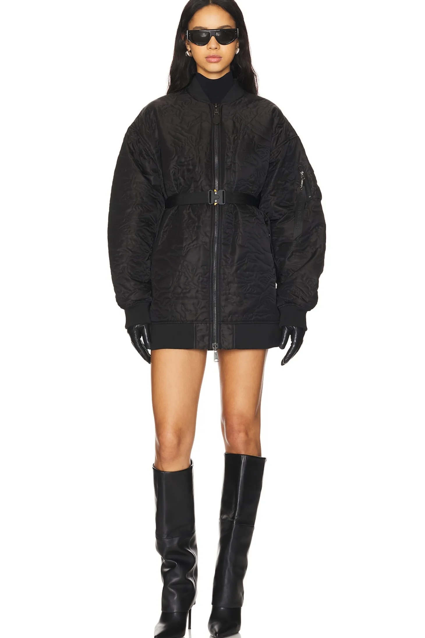 Quilted Belted Ma-1 Flight Jacket