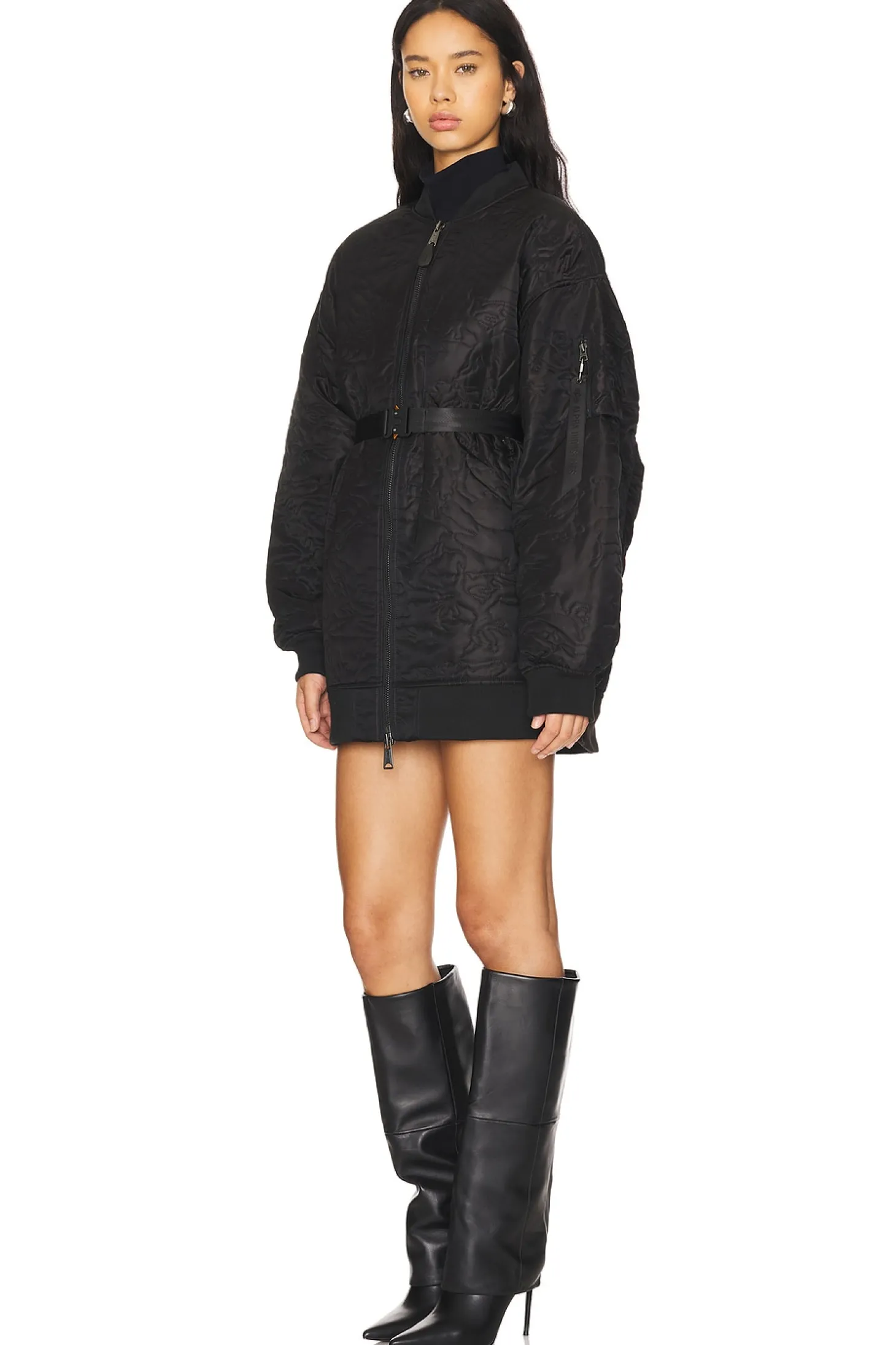 Quilted Belted Ma-1 Flight Jacket