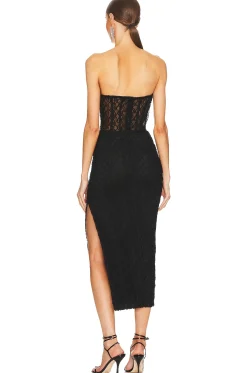 Raina Strapless Corset Lace Midi Dress