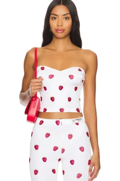 Raspberry Print Bustier Top