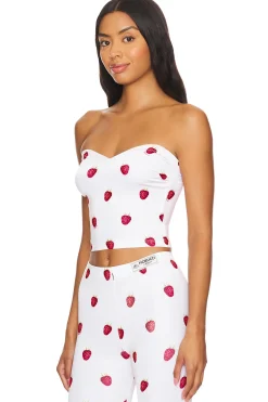 Raspberry Print Bustier Top