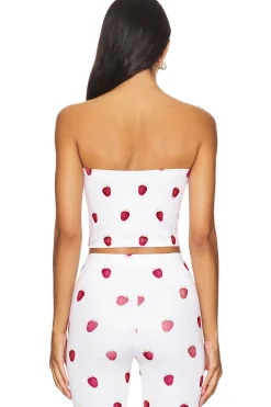Raspberry Print Bustier Top