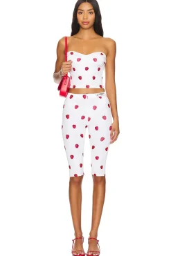 Raspberry Print Bustier Top