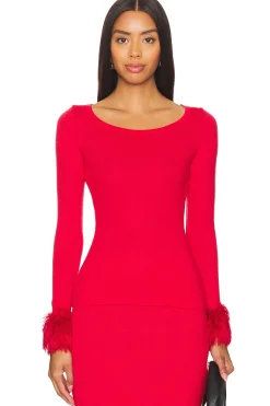 Red Top With Handmade Knit Cuffs