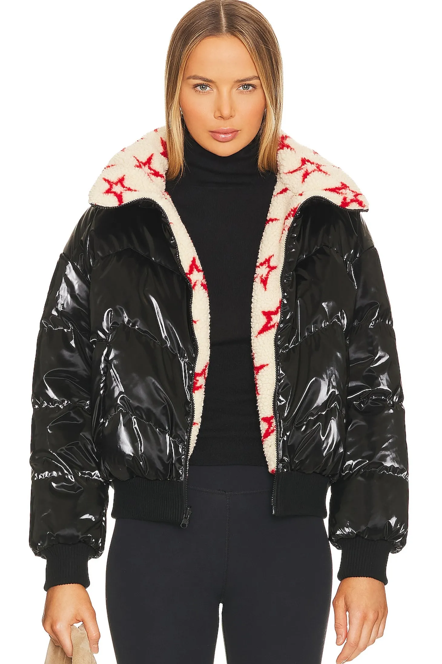 Reversible Metallic Faux Shearling Jacket