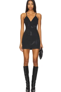 Rhinestone Feather Cami Mini Denim Dress