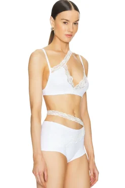Ribbed Jersey Bra With Asymmetric Lace Trim