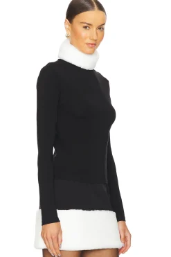 Roll Neck Top With Faux Fur Trim