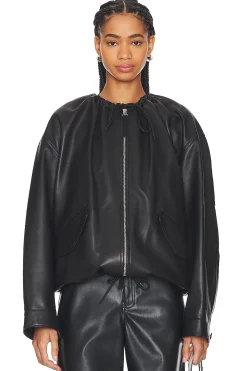 Ruched Leather Jacket