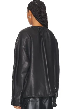 Ruched Leather Jacket