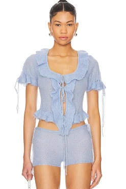 Ruffle Knit Tie Top