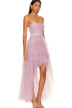 Ruffled High Low Gown