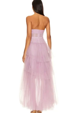 Ruffled High Low Gown