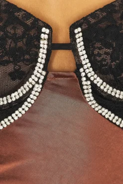 Satin Diamante Maxi Dress