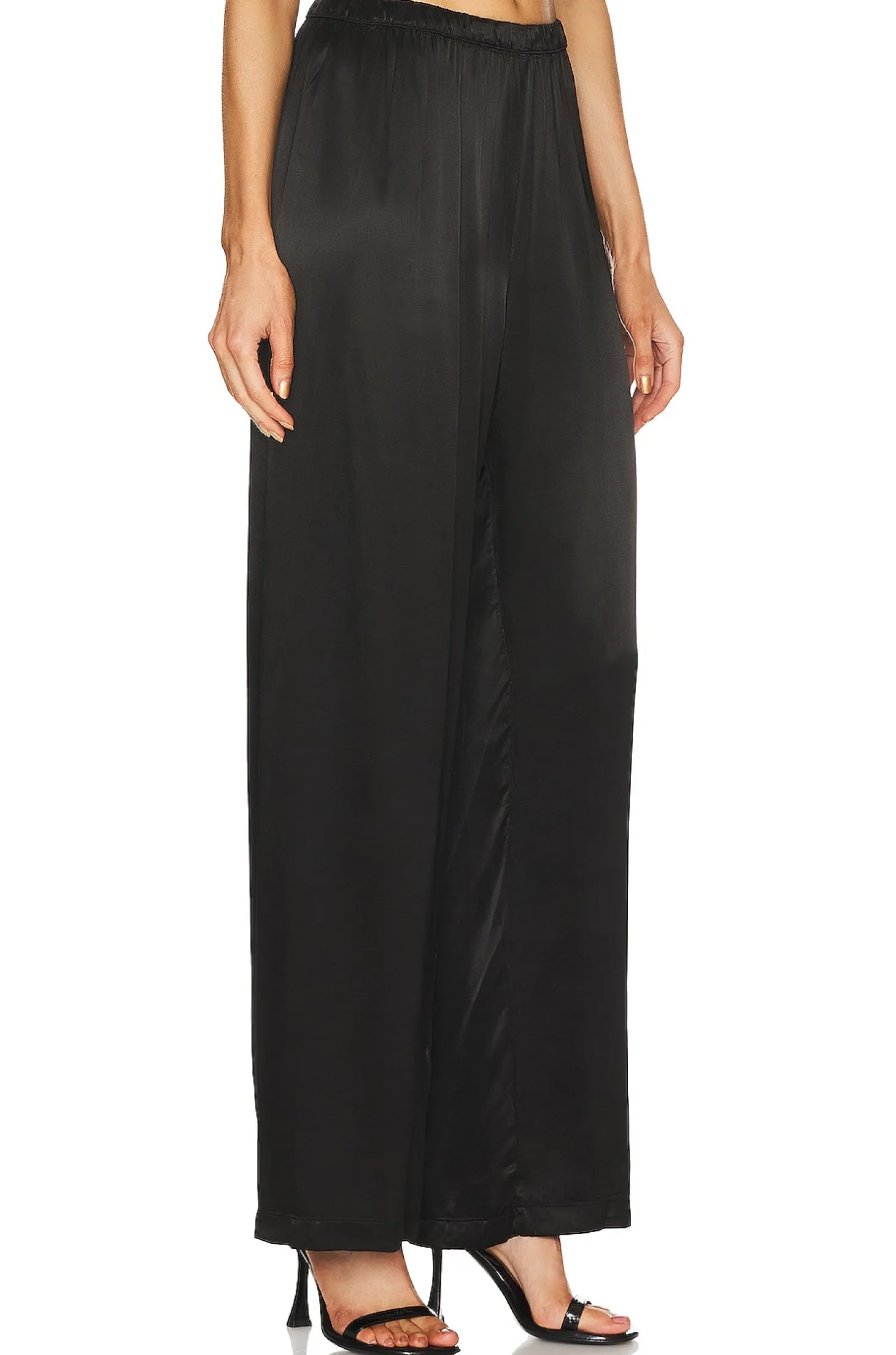 Satin High Waist Wide Leg