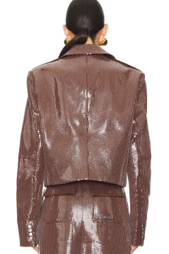 Sequin Cropped Suit Jacket