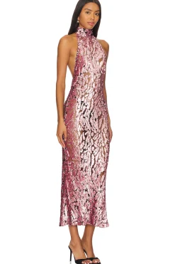 Sequin Halter Open Back Dress