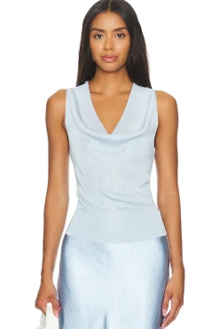 Shiny Cowl Neck Shell Tank