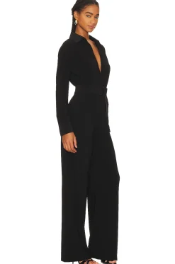 Shirt Straight Leg Jumpsuit With Collar Stand