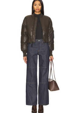 Sierra Faux Leather Short Puffer