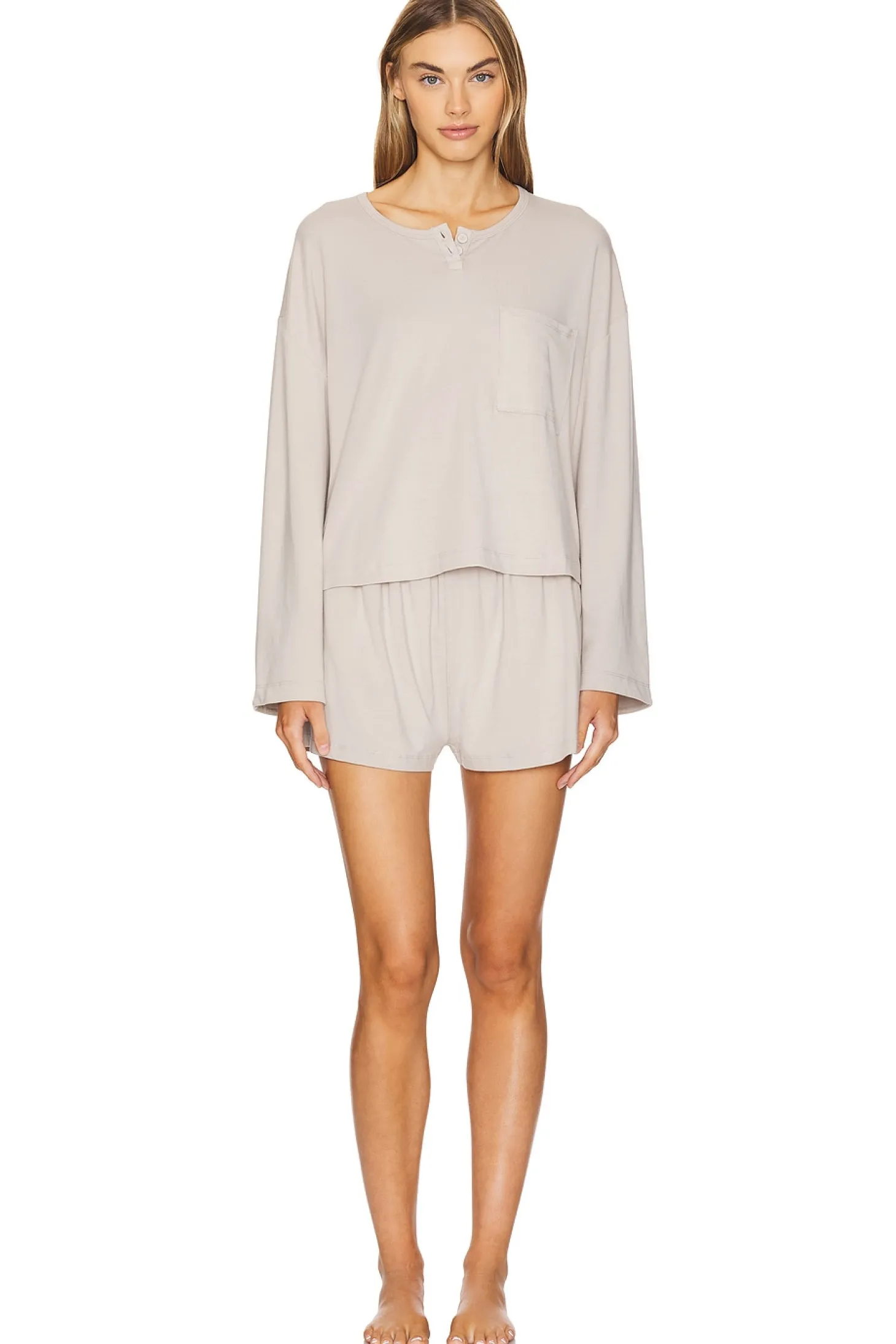 Slumberknit Henley Short Set