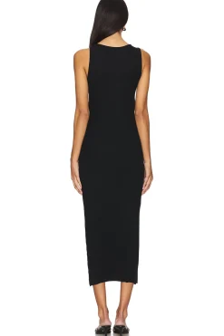 Soft Rib Boat Neck Midi Dress