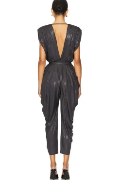 Square Sleeve Waterfall Jumpsuit