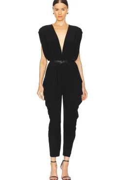 Square Sleeve Waterfall Jumpsuit
