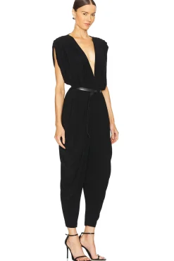 Square Sleeve Waterfall Jumpsuit