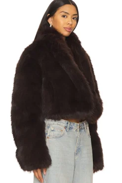 Stephanie Barrel Crop Faux Fur Jacket