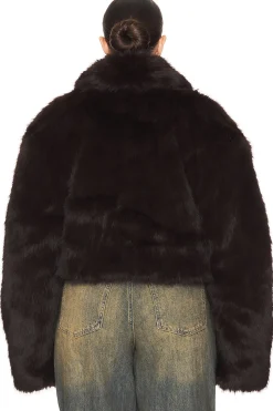 Stephanie Barrel Crop Faux Fur Jacket