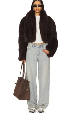 Stephanie Barrel Crop Faux Fur Jacket