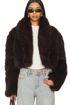 Stephanie Barrel Crop Faux Fur Jacket