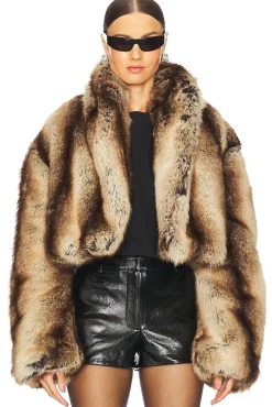 Stephanie Barrel Crop Faux Fur Jacket