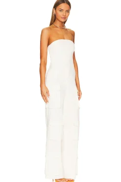 Strapless Pocket Detailed Canvas Jumpsuit