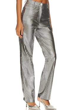 Striped Leather Pants