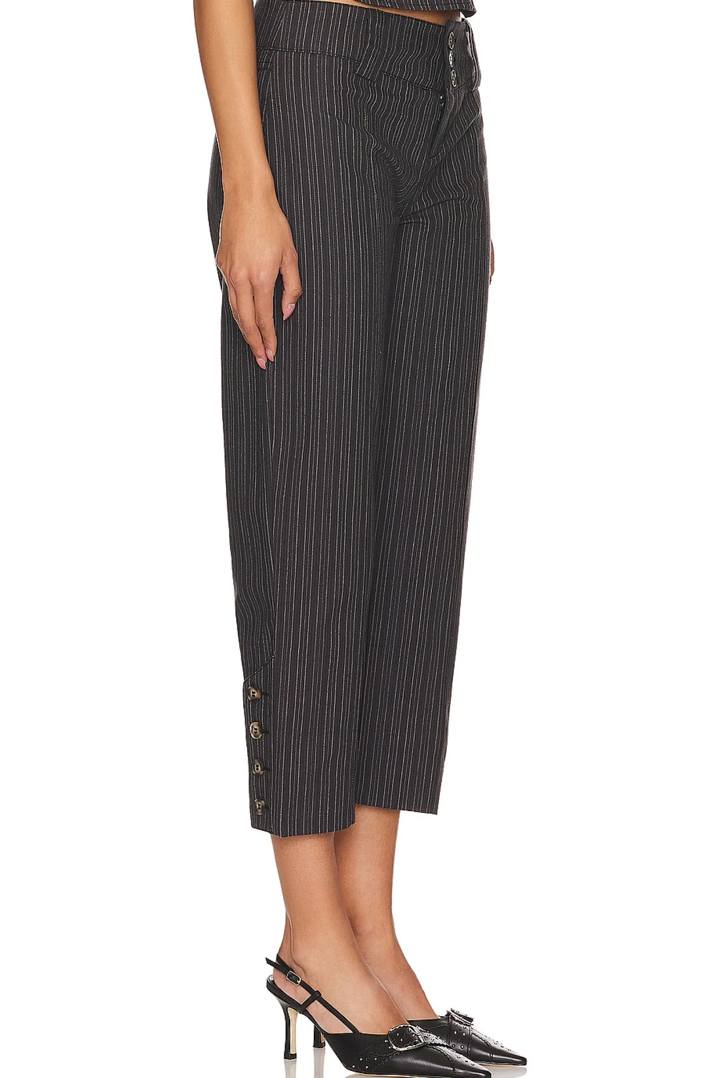 Tailored 3/4 Stripe Button Trousers