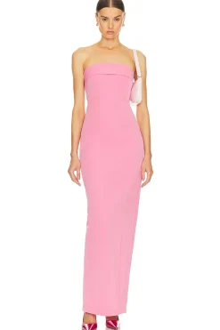 Tech Gabardine Long Strapless Dress