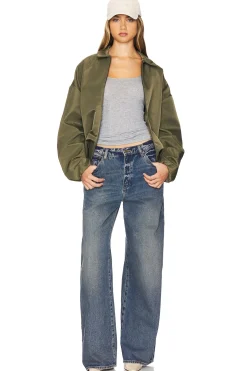 Textured Nylon Trucker Jacket