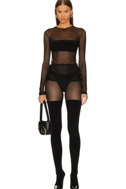 Thigh High Spliced Legging With Footsie