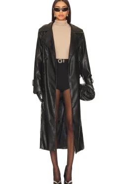 Tyra Faux Leather Trench